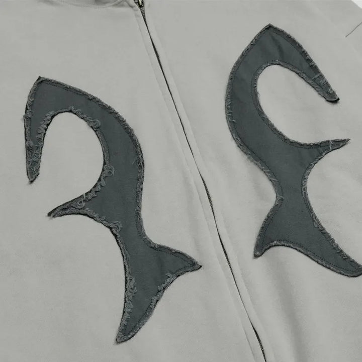 Y2K Embroidered Fire Patchs Hoodie - VONVEX