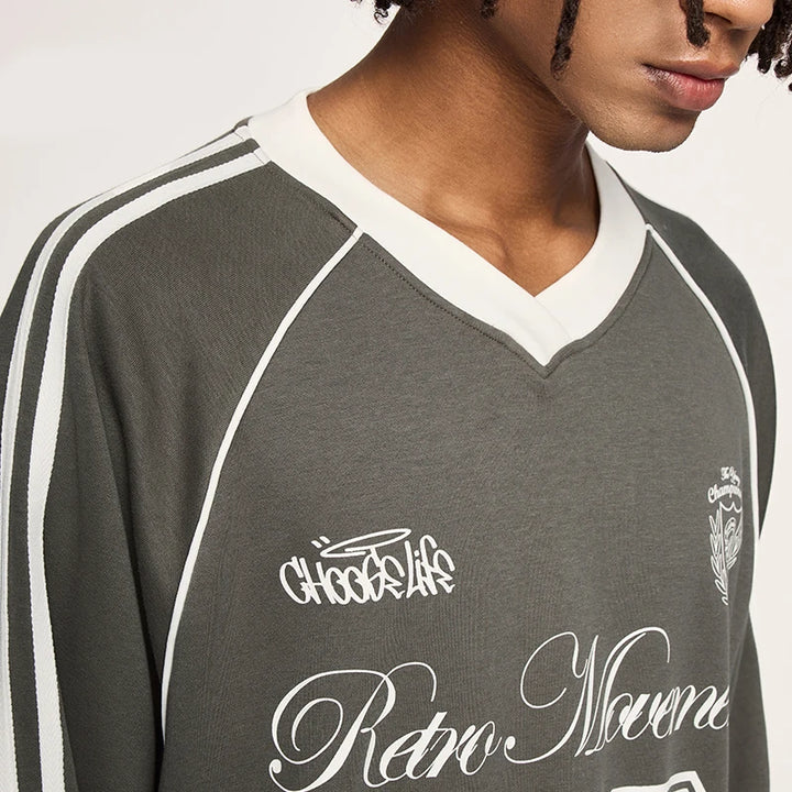 Football Jersey Loose Fit Sweater - VONVEX