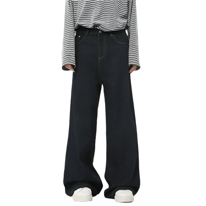 Seoul Drift Wide Leg Denim Jeans     - VONVEX