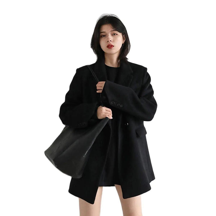 Solid Blend Wool Women's Coat     - VONVEX