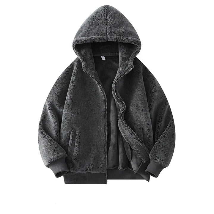 Basic Thick Warm Lambswool Jacket Dark Grey M - VONVEX