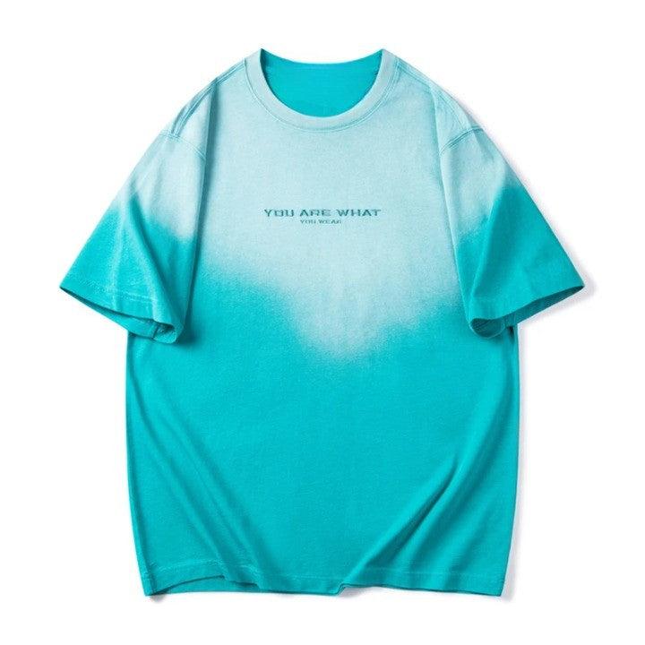 "YOU ARE WHAT" Letter Printed Oversized T-Shirt  Green XXS  - VONVEX