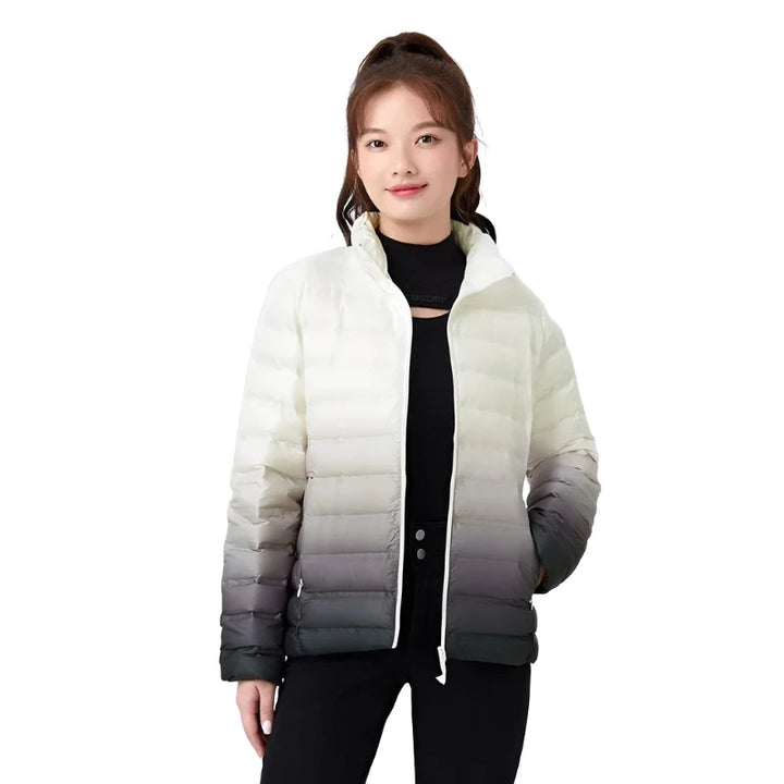 Puffer Versatile Solid Color Stand Collar Jacket  black white XS  - VONVEX