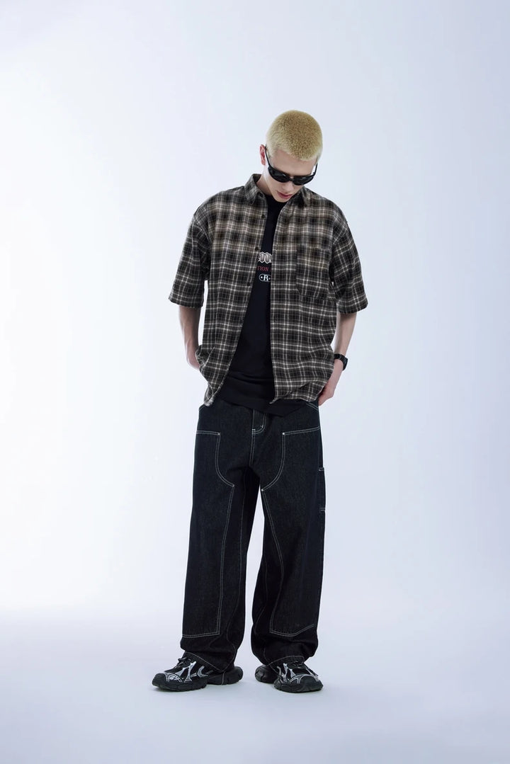 Plaid Heavyweight Oversized Shirt     - VONVEX