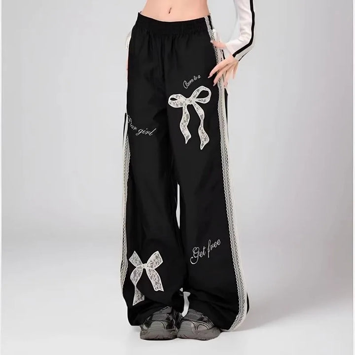 Y2K Bow Sweet Patch Pants     - VONVEX