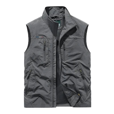 Multi-pocket Breathable Fishing Vest Grey M - VONVEX