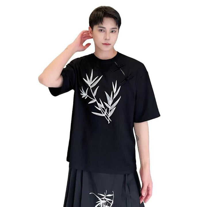 Casual Embroidery Floral T-Shirt     - VONVEX