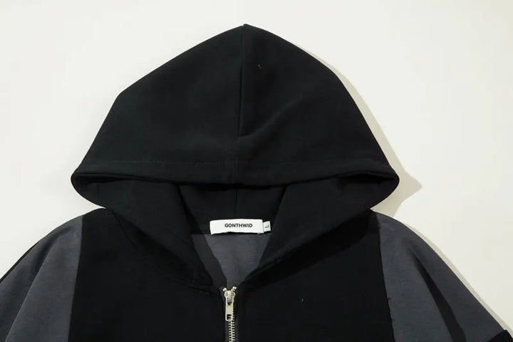 Y2k Zipper Striped Hoodie - VONVEX