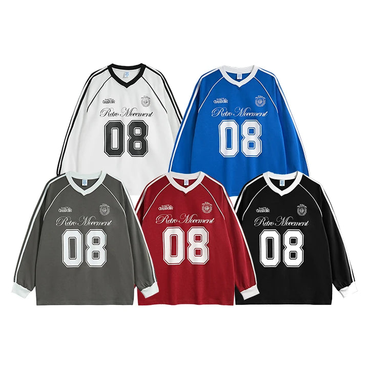 Football Jersey Loose Fit Sweater - VONVEX