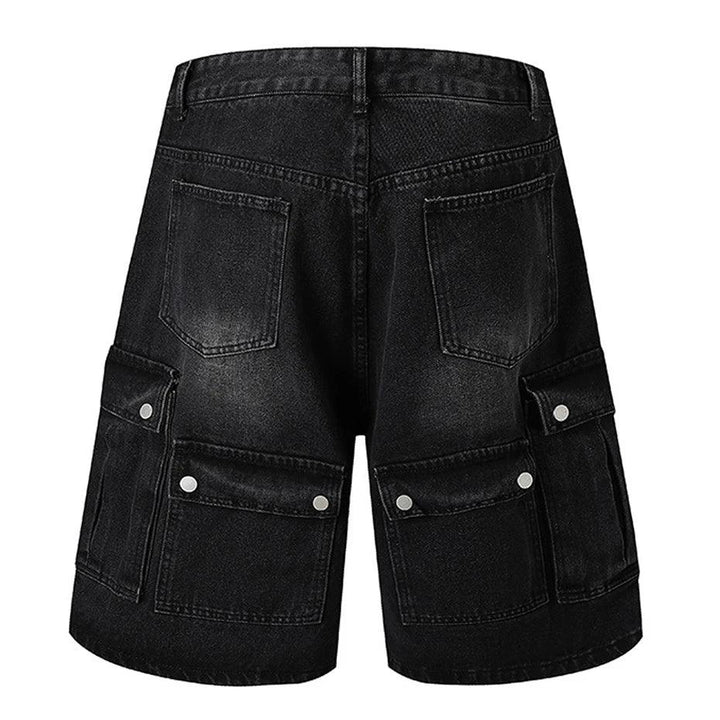 Vintage Multi Pockets Denim Cargo Short     - VONVEX