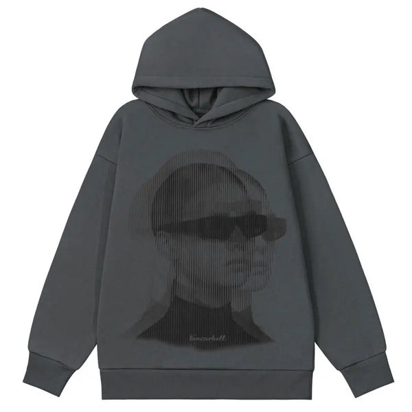 Y2k Blurry Man Hoodie Dark Grey Oversize M - VONVEX