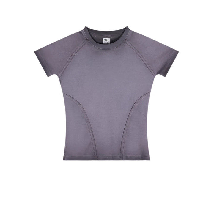 Gradient Raglan Short Sleeve Washed T-Shirt  Grape Purple S CHINA - VONVEX