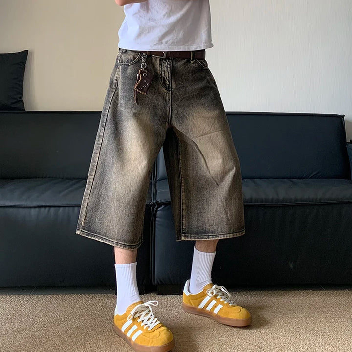 Vintage Washed Wrinkle Jorts     - VONVEX