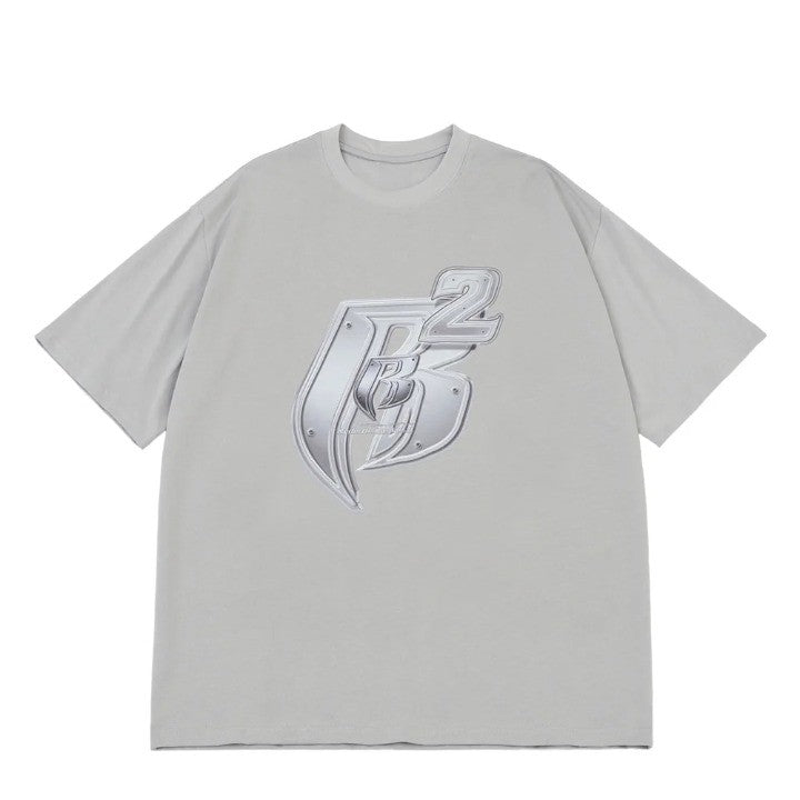 Casual Retro Letter Printed T-Shirt  Gray XL  - VONVEX