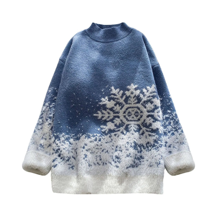 Turtleneck Snow Flake Sweater - VONVEX