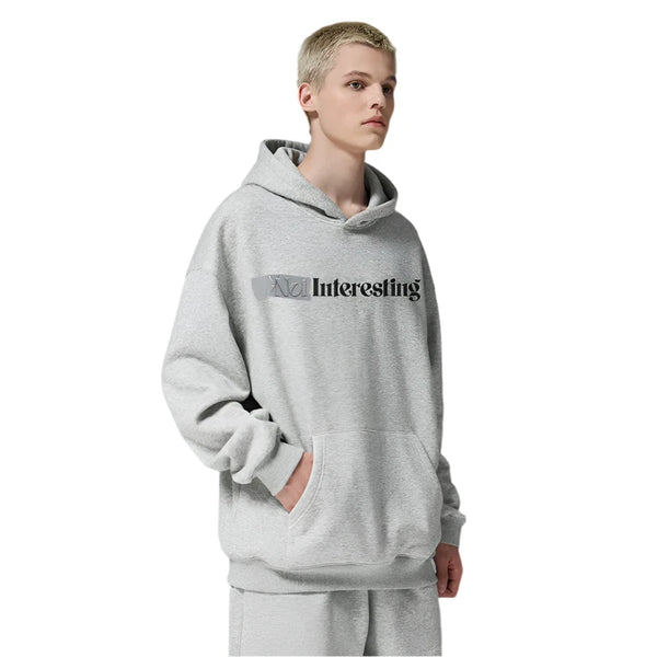 Velvet Lettered Hoodie Gray S - VONVEX