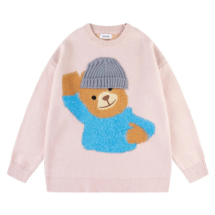 Farewell Teddy Bear Heavy Sweater Pink M - VONVEX