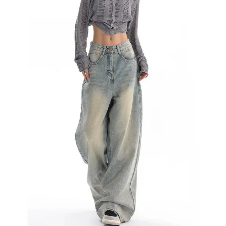 Ultra Wide-Leg Baggy Denim Jeans     - VONVEX