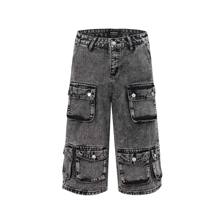 Gothic Washed Distressed Cargo Short  black M  - VONVEX