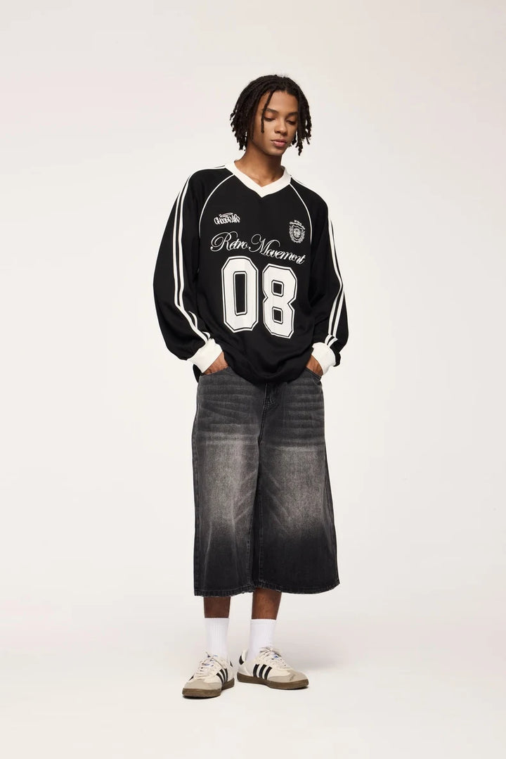 Football Jersey Loose Fit Sweater - VONVEX