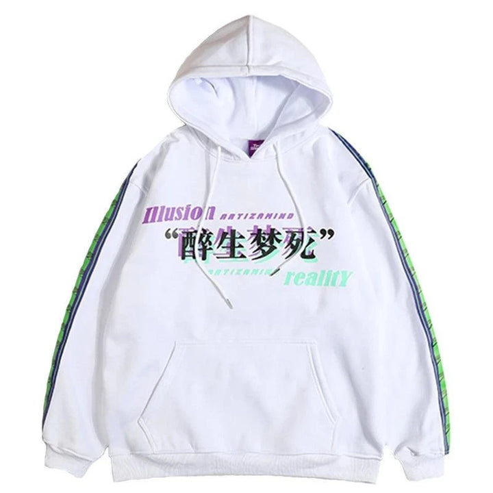 Glitch Font Printed Hoodie     - VONVEX