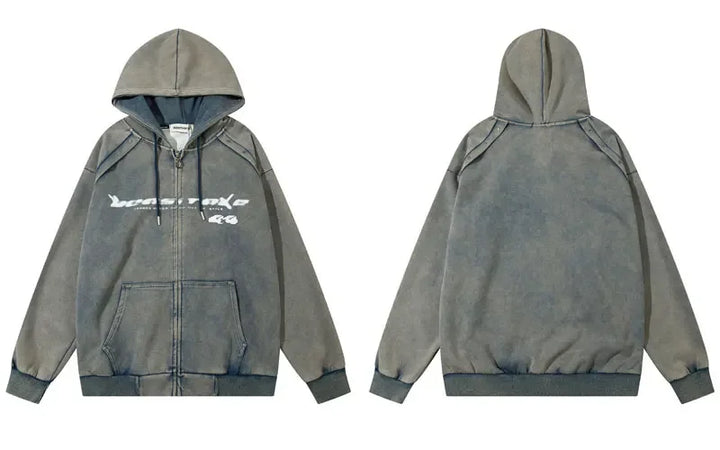 Y2k Vintage Washed Acid Hoodie Blue M - VONVEX