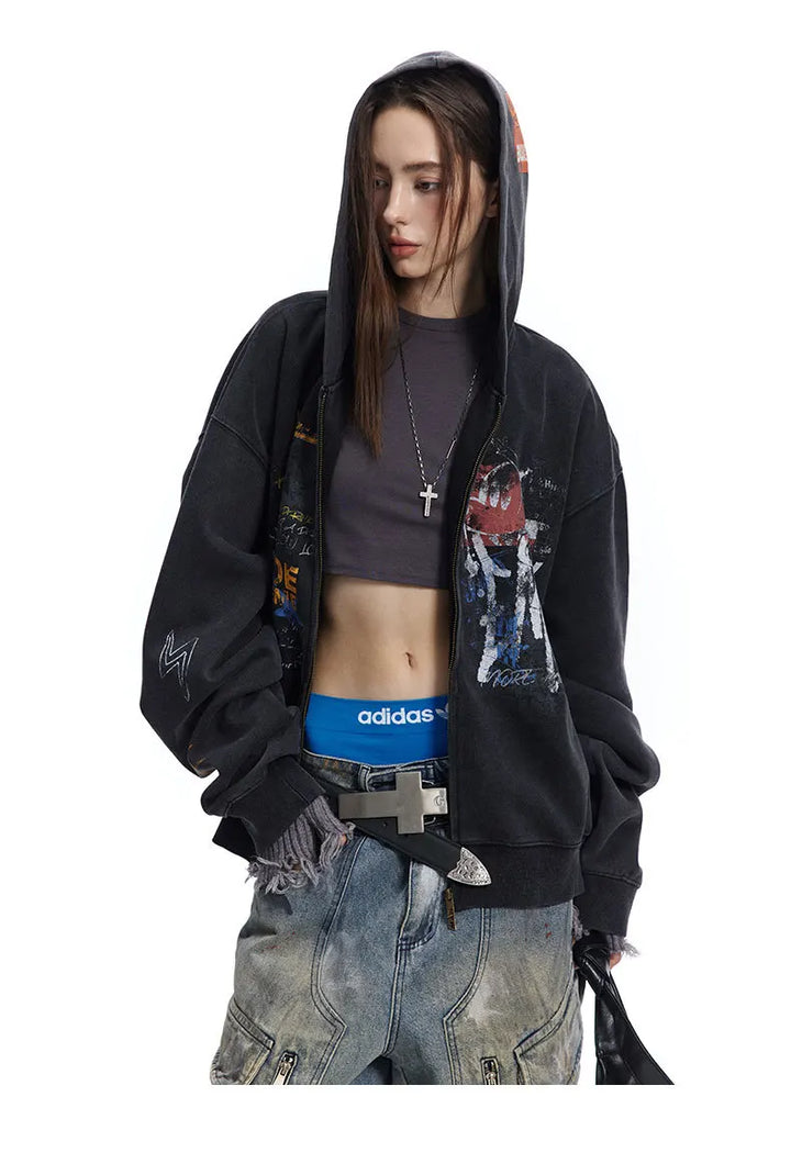 Oversize Loose Fur Zipper Hoodie - VONVEX