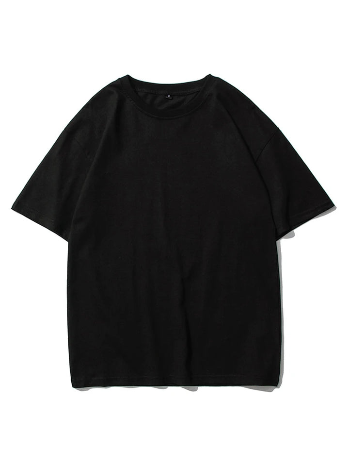 Casual Solid Cotton Oversized T-Shirt  Black S  - VONVEX