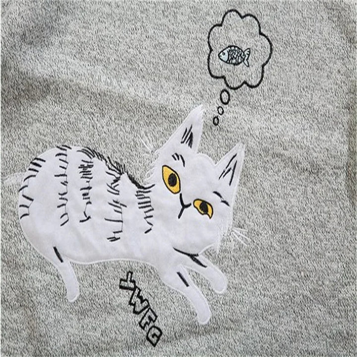 Y2k Street Cute Cat Knitted Sweater - VONVEX