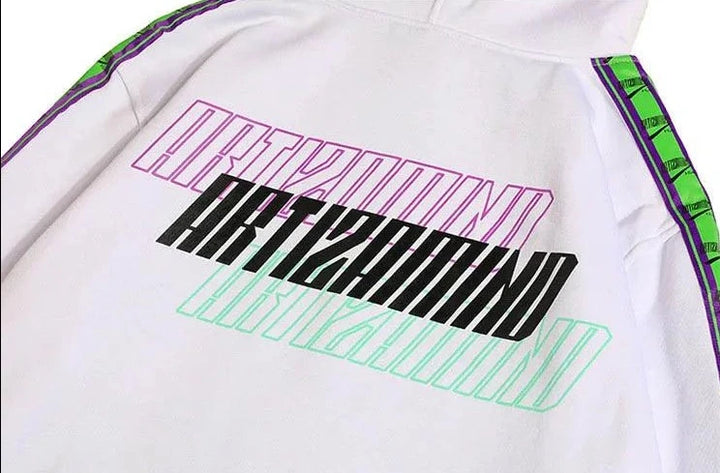 Glitch Font Printed Hoodie     - VONVEX