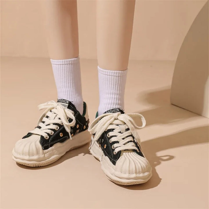 Rhinestone Luxe Radiance Shell Sneakers     - VONVEX