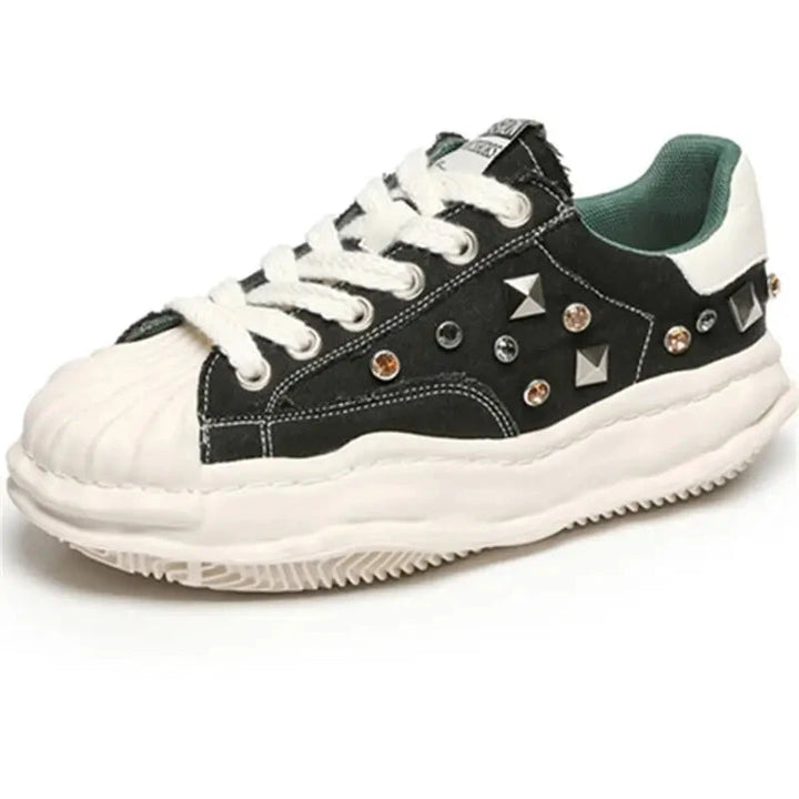 Rhinestone Luxe Radiance Shell Sneakers  Black 36  - VONVEX