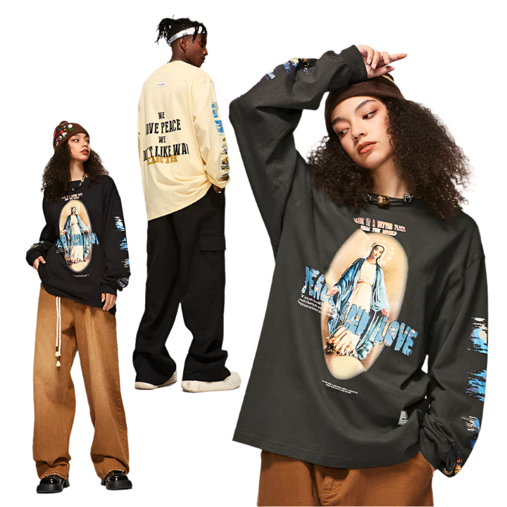 Oversize Long Sleeve High Street T-Shirt - VONVEX