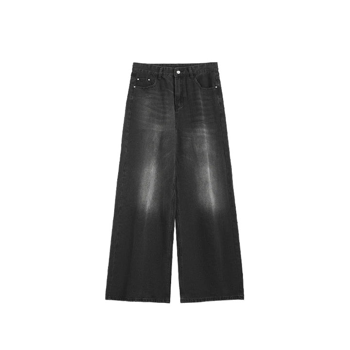 Classic Floor-Length Washed Denim Jeans Black-gray S - VONVEX