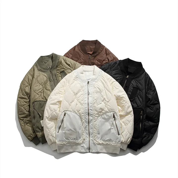 Retro Patched Zip-up Puffer Jacket     - VONVEX