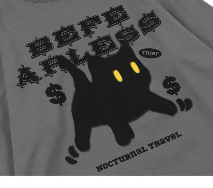 Shocked Black Kitty Sweater - VONVEX