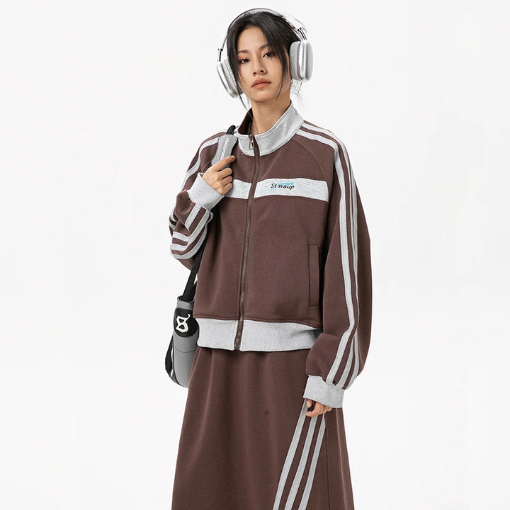 Demi-season Striped Harajuku Jacket     - VONVEX