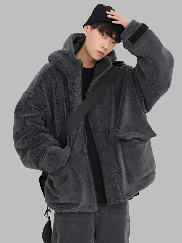 Casual Faux Lamb Fur Oversized Coat     - VONVEX