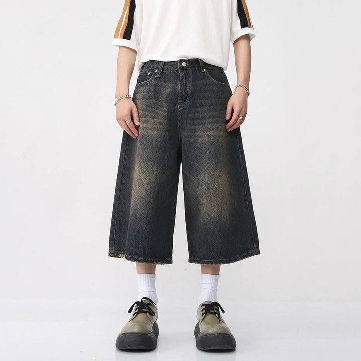 Vintage Wide Leg Denim Jort     - VONVEX