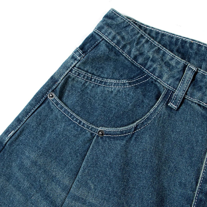 Baggy Blue Ocean Straight Denim Jeans - VONVEX