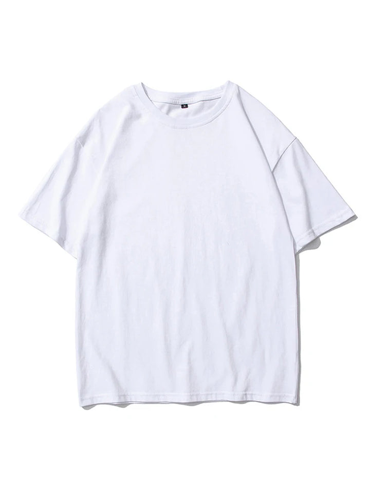 Casual Solid Cotton Oversized T-Shirt  WHITE S  - VONVEX