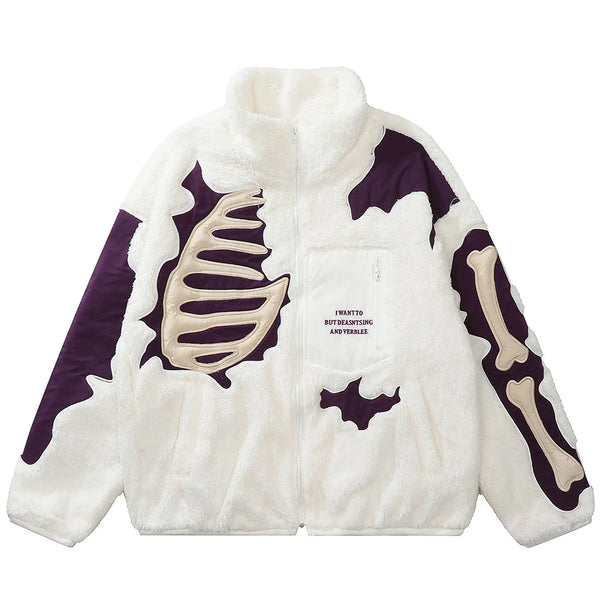 Phantom Fleece Skull Patch Jacket  white M  - VONVEX