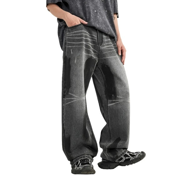 Trendy Washed Black Denim Jeans  Black L  - VONVEX