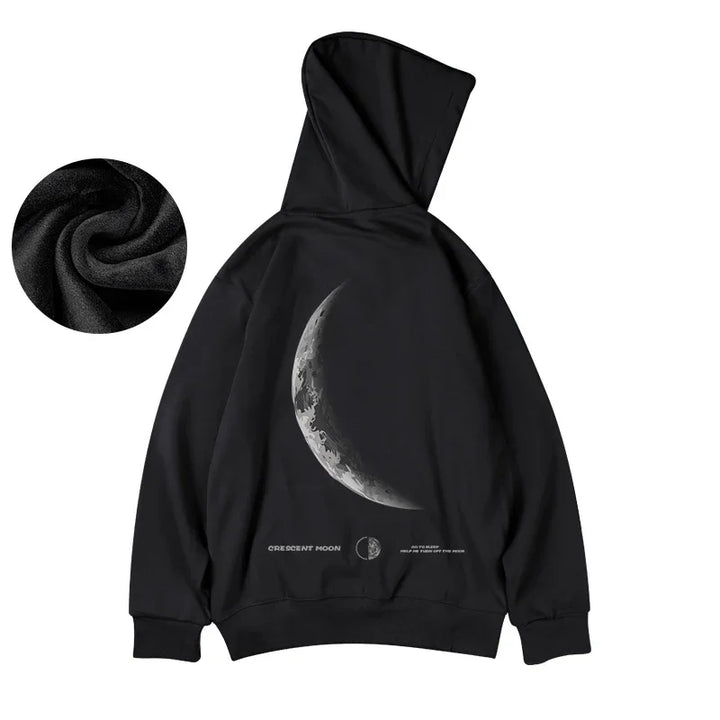 Y2K Crescent Moon Gothic Hoodie     - VONVEX