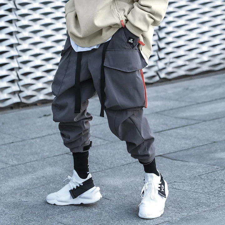 Extended Belt Strap Cargo Pants     - VONVEX