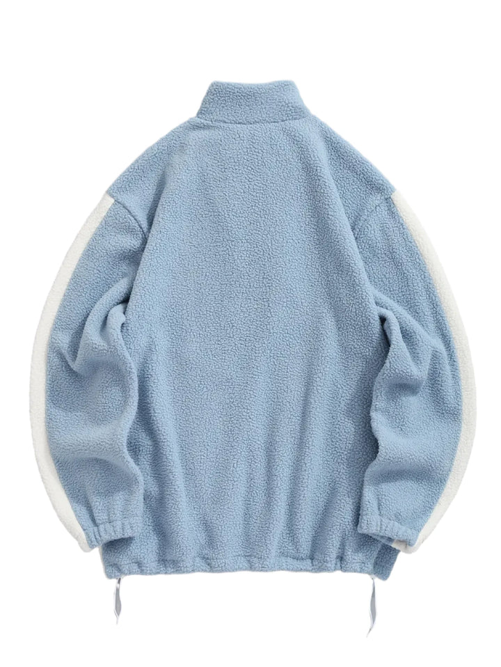 Color Block Fluffy Fleece Jacket     - VONVEX