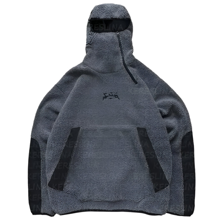 Y2k Fleece Heavy Striped Hoodie Gray S - VONVEX