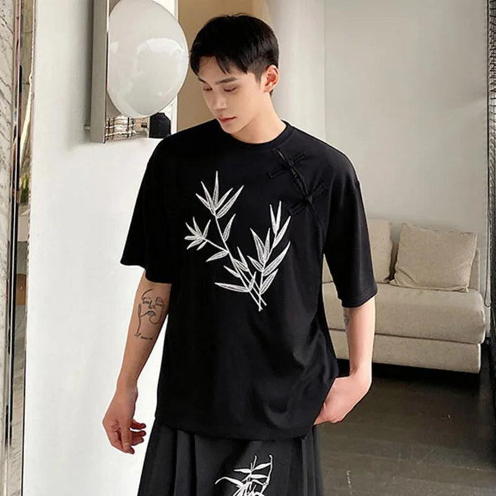 Casual Embroidery Floral T-Shirt     - VONVEX