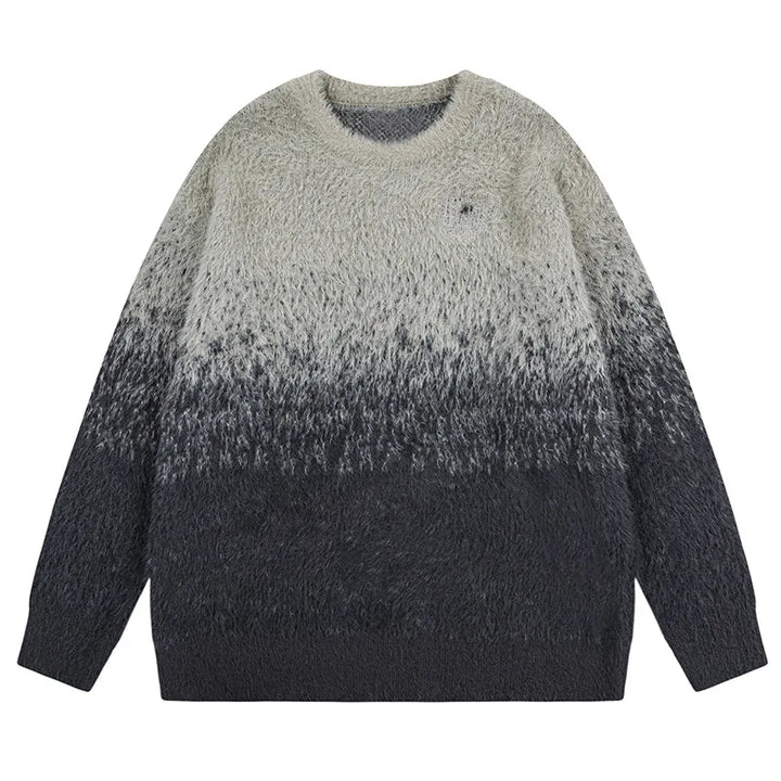 Half Gradient Knitted Sweater Gray black M - VONVEX