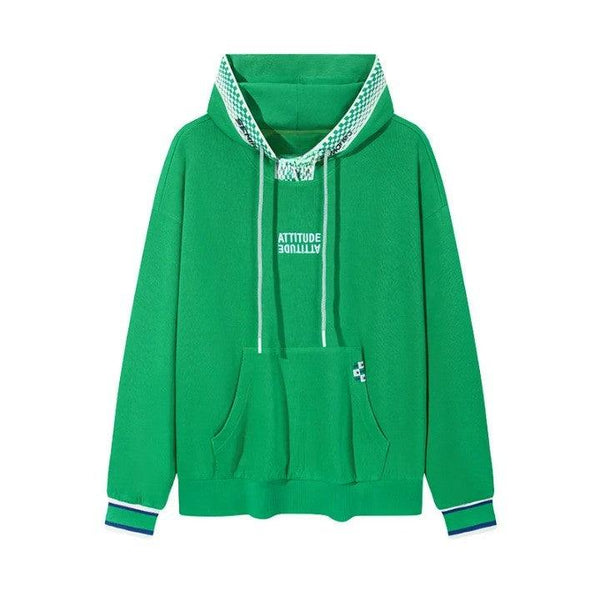 Y2K "GOOD ATTITUDE" Women's Hoodie  Green XS  - VONVEX